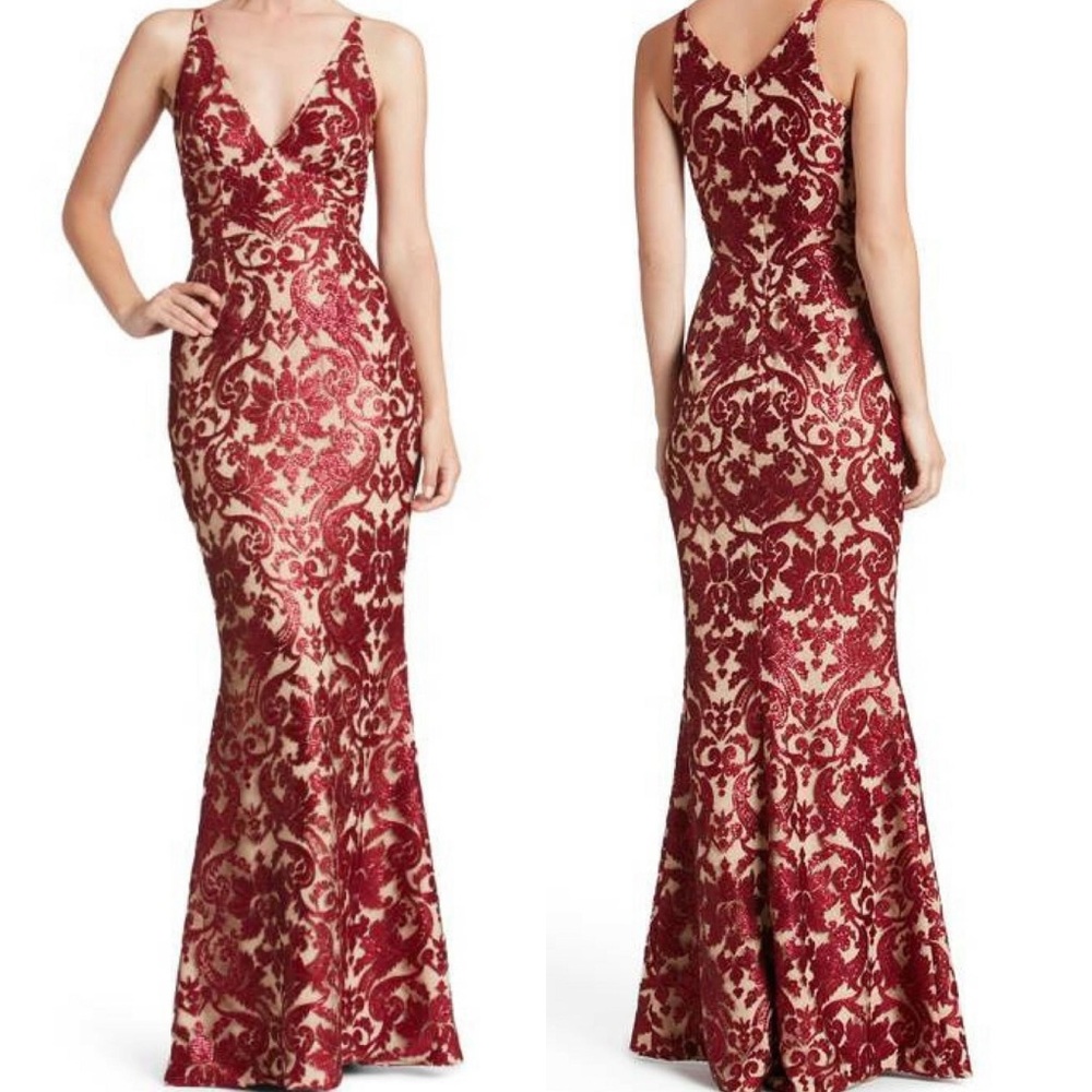 Dress The Population Red Sequin Gown